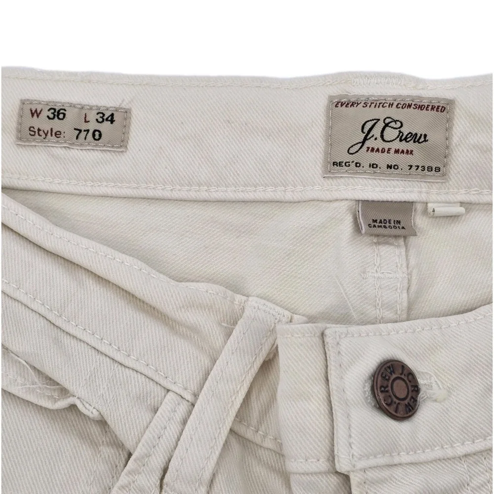 J.Crew Jeans 770 Men's 36x34 Straight Fit Stretch Taper Beige Lightwash Classic